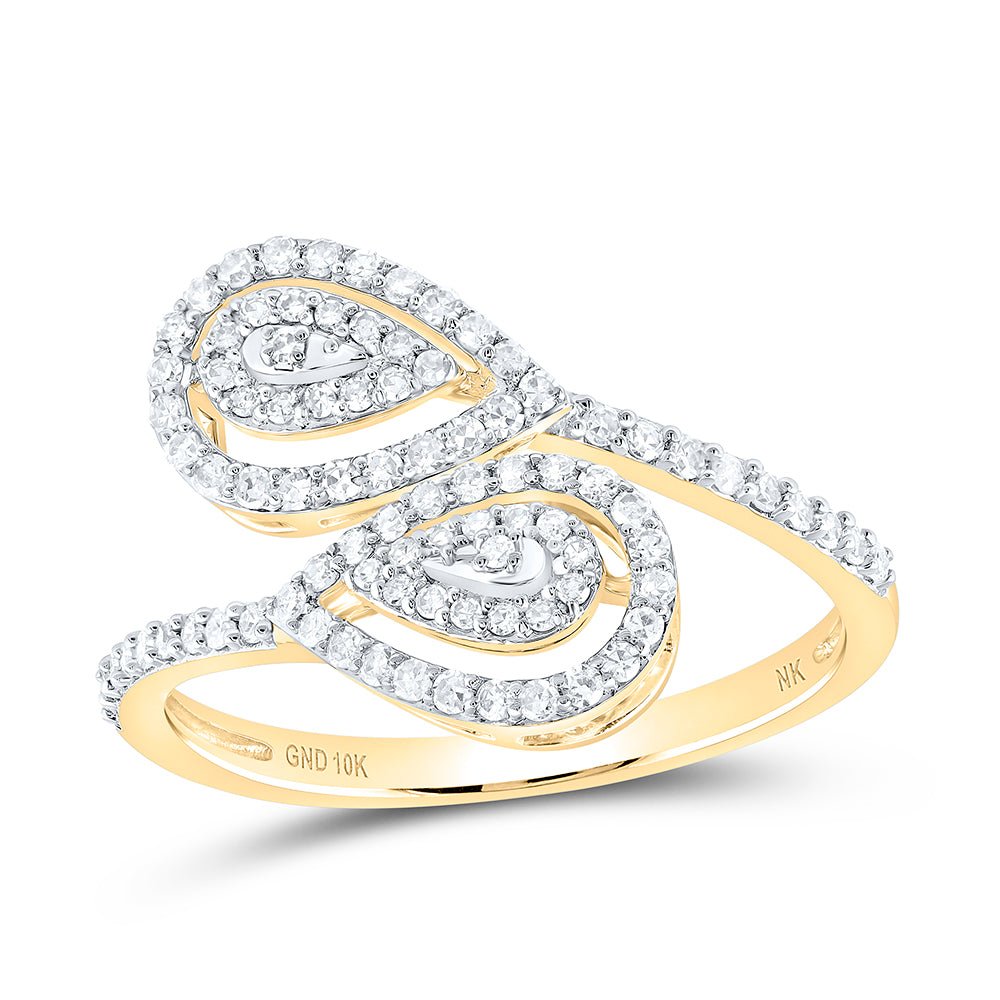 10K Yellow Gold Round Diamond Ring 3/8 Cttw - Splendid Jewellery
