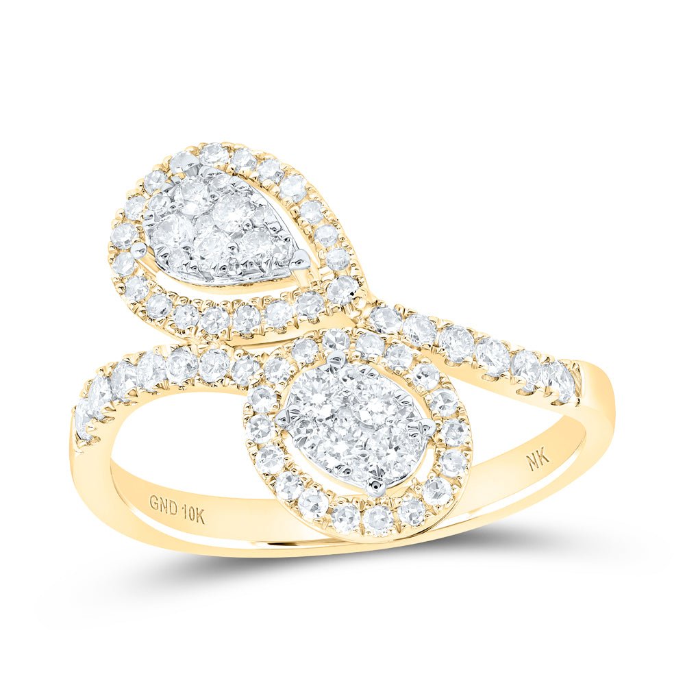 10K Yellow Gold Round Diamond Ring 5/8 Cttw - Splendid Jewellery