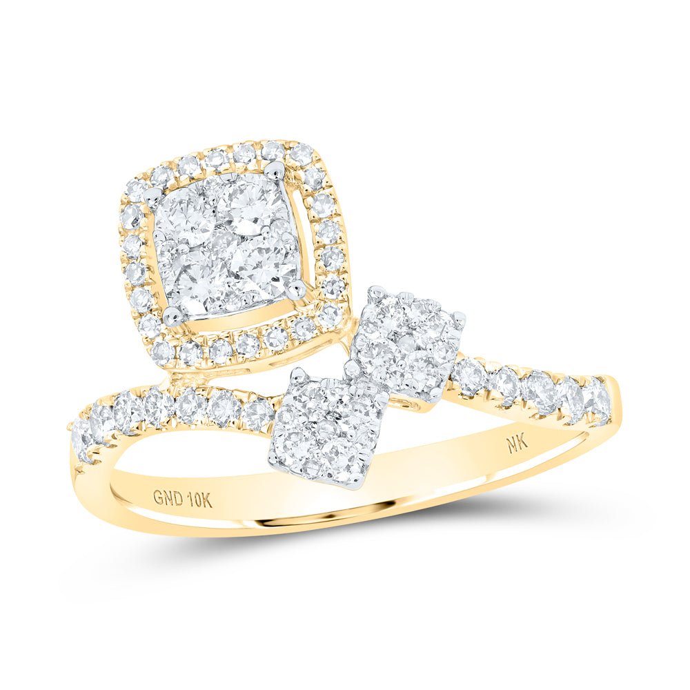 10K Yellow Gold Round Diamond Ring 5/8 Cttw - Splendid Jewellery