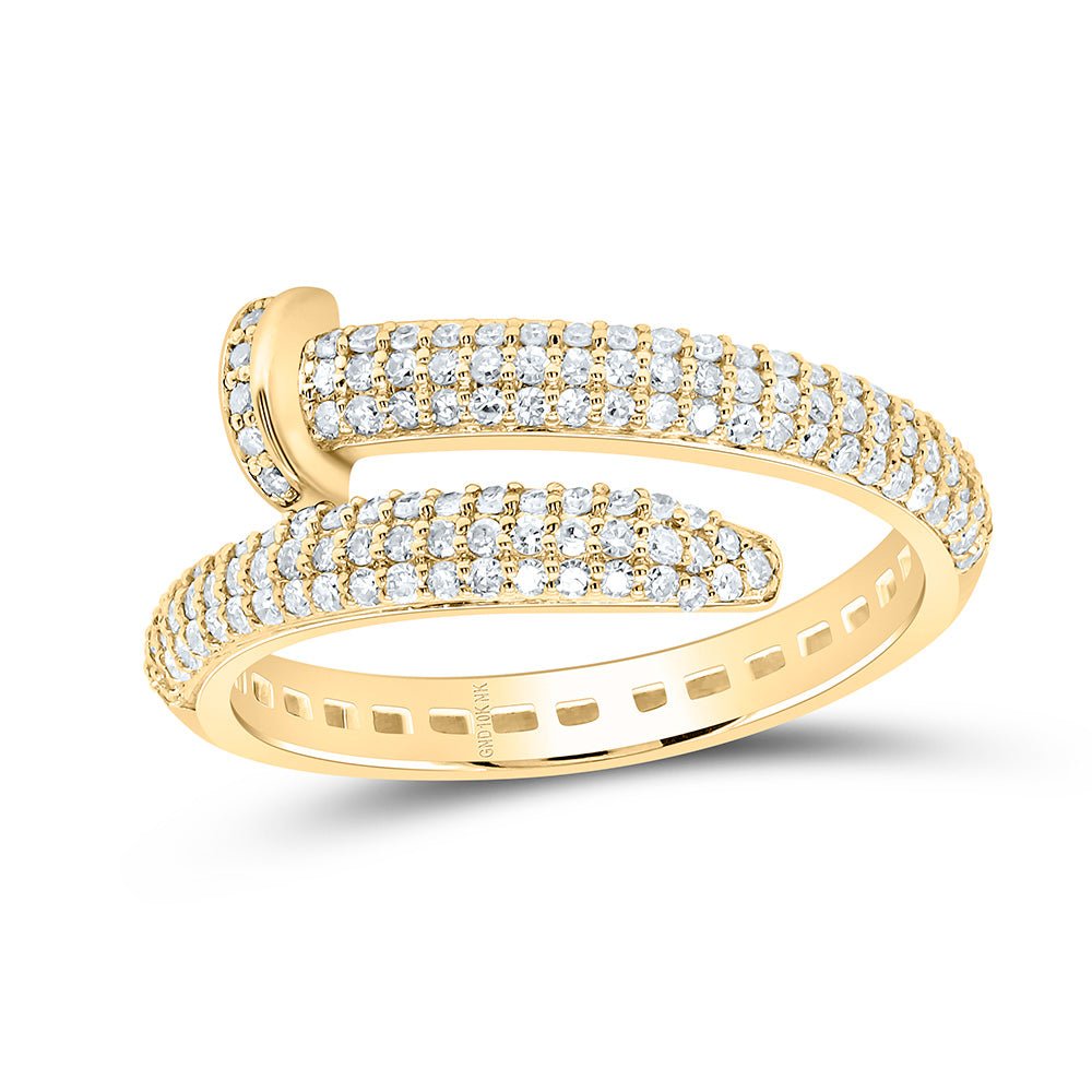 10K Yellow Gold Round Diamond Spiral Band Ring 1/2 Cttw - Splendid Jewellery