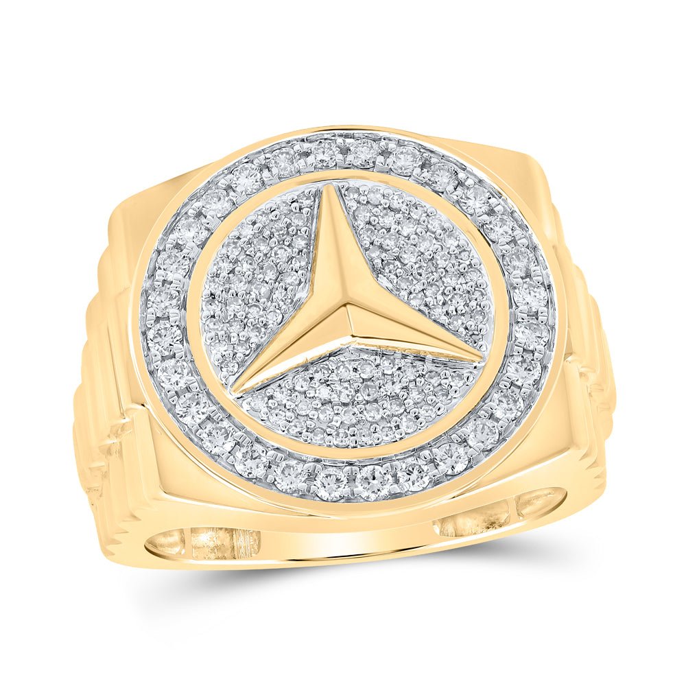 10K Yellow Gold Round Diamond Star Circle Ring 3/4 Cttw - Splendid Jewellery