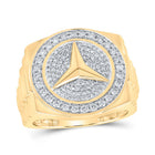 10K Yellow Gold Round Diamond Star Circle Ring 3/4 Cttw - Splendid Jewellery