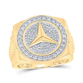 10K Yellow Gold Round Diamond Star Circle Ring 3/4 Cttw - Splendid Jewellery