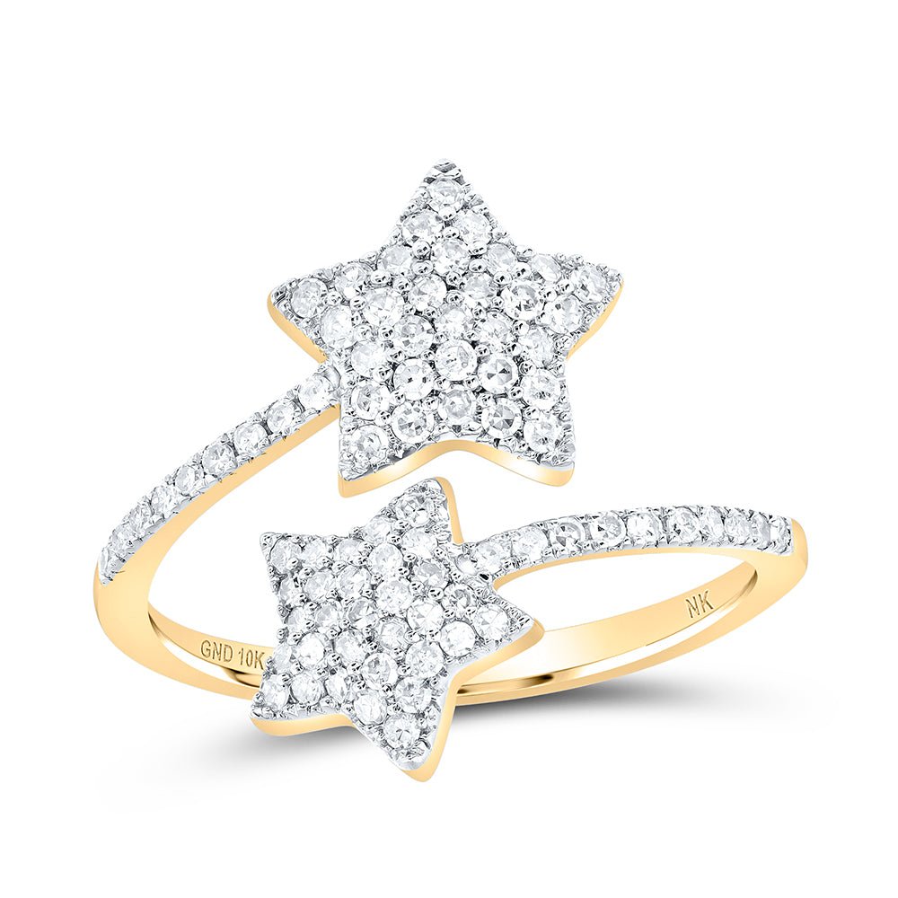 10K Yellow Gold Round Diamond Star Ring 1/2 Cttw - Splendid Jewellery