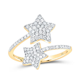 10K Yellow Gold Round Diamond Star Ring 1/2 Cttw - Splendid Jewellery