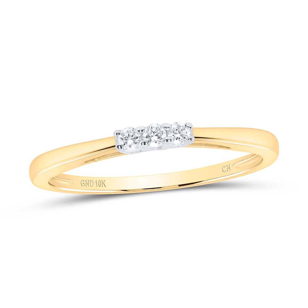 10K Yellow Gold Round Diamond Women's 3 Stone Bridal Wedding Engagement Ring 1/20 Cttw - Splendid Jewellery