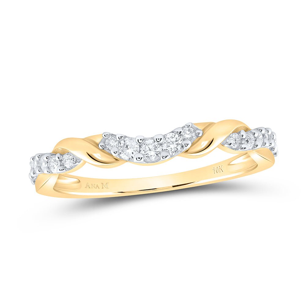 10K Yellow Gold Round Diamond Women's Band 1/5 Cttw - Splendid Jewellery