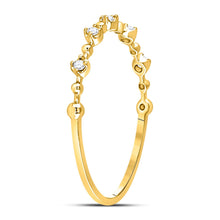 Load image into Gallery viewer, 10K Yellow Gold Round Diamond Women's Bead Dot Stackable Ring 1/20 Cttw - Splendid Jewellery