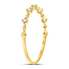 10K Yellow Gold Round Diamond Women's Bead Dot Stackable Ring 1/20 Cttw - Splendid Jewellery
