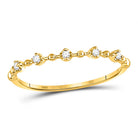 10K Yellow Gold Round Diamond Women's Bead Dot Stackable Ring 1/20 Cttw - Splendid Jewellery