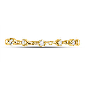 10K Yellow Gold Round Diamond Women's Bead Dot Stackable Ring 1/20 Cttw - Splendid Jewellery