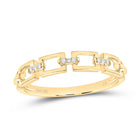 10K Yellow Gold Round Diamond Women's Chain Link Stackable Band Ring . 0.03 Cttw - Splendid Jewellery