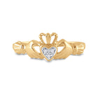 10K Yellow Gold Round Diamond Women's Claddagh Heart Ring . 0.02 Cttw - Splendid Jewellery
