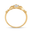 10K Yellow Gold Round Diamond Women's Claddagh Heart Ring . 0.02 Cttw - Splendid Jewellery
