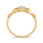 10K Yellow Gold Round Diamond Women's Claddagh Heart Ring . 0.02 Cttw - Splendid Jewellery