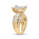 10K Yellow Gold Round Diamond Women's Cluster Bridal Wedding Engagement Ring 1 1 1/2 Cttw - Splendid Jewellery
