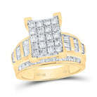 10K Yellow Gold Round Diamond Women's Cluster Bridal Wedding Engagement Ring 1 1 1/2 Cttw - Splendid Jewellery
