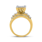 10K Yellow Gold Round Diamond Women's Cluster Bridal Wedding Engagement Ring 1 Cttw - Splendid Jewellery