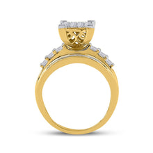 Load image into Gallery viewer, 10K Yellow Gold Round Diamond Women's Cluster Bridal Wedding Engagement Ring 1 Cttw - Splendid Jewellery