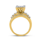 10K Yellow Gold Round Diamond Women's Cluster Bridal Wedding Engagement Ring 1 Cttw - Splendid Jewellery