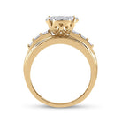 10K Yellow Gold Round Diamond Women's Cluster Bridal Wedding Engagement Ring 1 Cttw - Splendid Jewellery