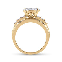 Load image into Gallery viewer, 10K Yellow Gold Round Diamond Women's Cluster Bridal Wedding Engagement Ring 1 Cttw - Splendid Jewellery