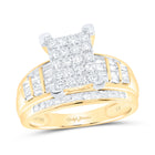 10K Yellow Gold Round Diamond Women's Cluster Bridal Wedding Engagement Ring 1 Cttw - Splendid Jewellery