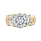 10K Yellow Gold Round Diamond Women's Cluster Bridal Wedding Engagement Ring 1 Cttw - Splendid Jewellery