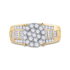 10K Yellow Gold Round Diamond Women's Cluster Bridal Wedding Engagement Ring 1 Cttw - Splendid Jewellery