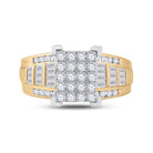 10K Yellow Gold Round Diamond Women's Cluster Bridal Wedding Engagement Ring 1 Cttw - Splendid Jewellery