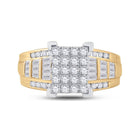 10K Yellow Gold Round Diamond Women's Cluster Bridal Wedding Engagement Ring 1 Cttw - Splendid Jewellery