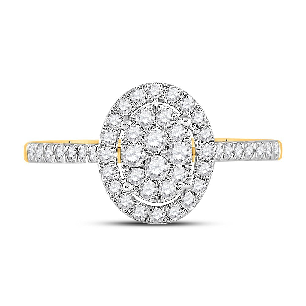 10K Yellow Gold Round Diamond Women's Cluster Bridal Wedding Engagement Ring 1/2 Cttw - Splendid Jewellery