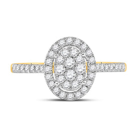 10K Yellow Gold Round Diamond Women's Cluster Bridal Wedding Engagement Ring 1/2 Cttw - Splendid Jewellery