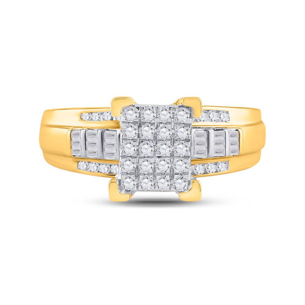 10K Yellow Gold Round Diamond Women's Cluster Bridal Wedding Engagement Ring 1/2 Cttw - Splendid Jewellery