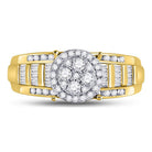 10K Yellow Gold Round Diamond Women's Cluster Bridal Wedding Engagement Ring 1/2 Cttw - Splendid Jewellery