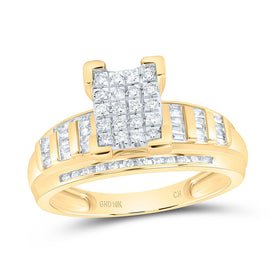 10K Yellow Gold Round Diamond Women's Cluster Bridal Wedding Engagement Ring 1/2 Cttw - Splendid Jewellery