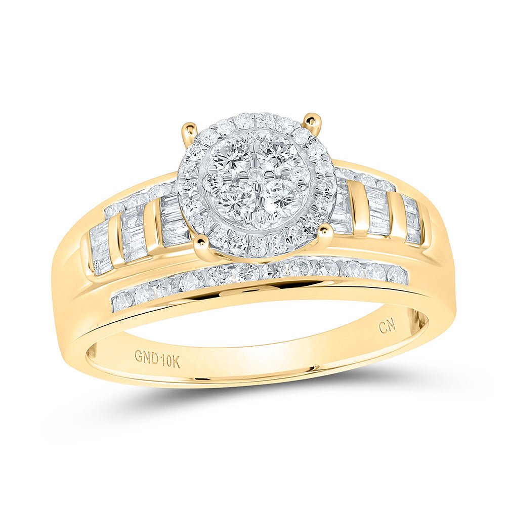 10K Yellow Gold Round Diamond Women's Cluster Bridal Wedding Engagement Ring 1/2 Cttw - Splendid Jewellery