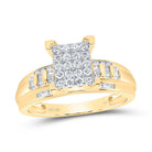 10K Yellow Gold Round Diamond Women's Cluster Bridal Wedding Engagement Ring 1/2 Cttw - Splendid Jewellery