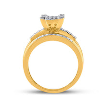Load image into Gallery viewer, 10K Yellow Gold Round Diamond Women's Cluster Bridal Wedding Engagement Ring 1/2 Cttw - Splendid Jewellery