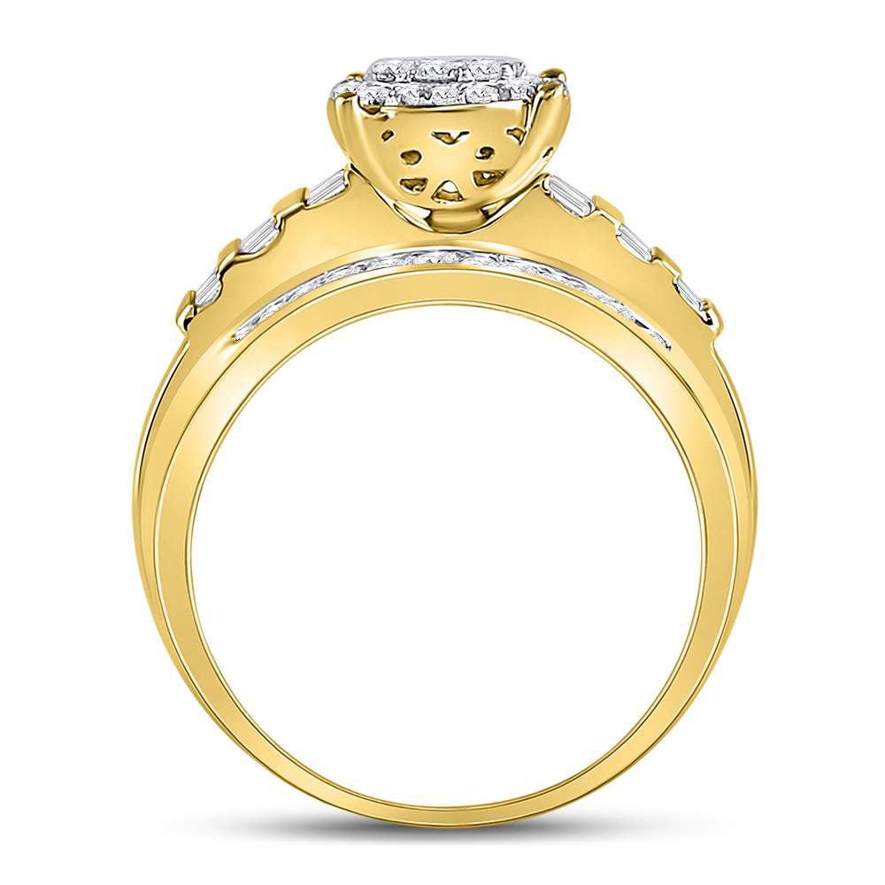 10K Yellow Gold Round Diamond Women's Cluster Bridal Wedding Engagement Ring 1/2 Cttw - Splendid Jewellery