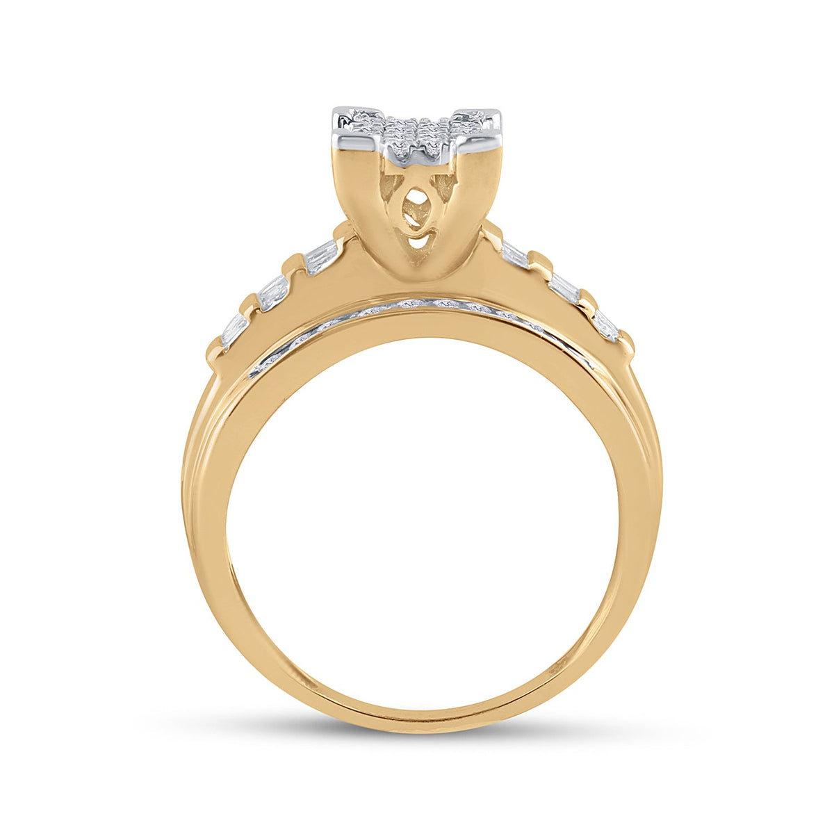 10K Yellow Gold Round Diamond Women's Cluster Bridal Wedding Engagement Ring 1/2 Cttw - Splendid Jewellery
