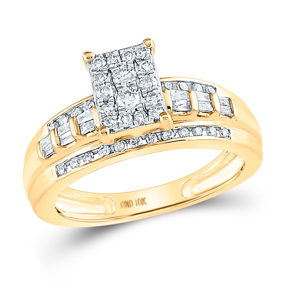10K Yellow Gold Round Diamond Women's Cluster Bridal Wedding Engagement Ring 1/2 Cttw - Splendid Jewellery