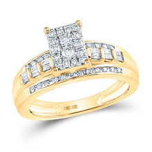 Load image into Gallery viewer, 10K Yellow Gold Round Diamond Women's Cluster Bridal Wedding Engagement Ring 1/2 Cttw - Splendid Jewellery