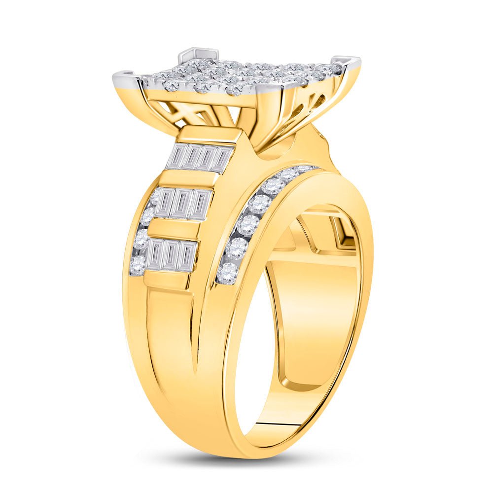 10K Yellow Gold Round Diamond Women's Cluster Bridal Wedding Engagement Ring 2 Cttw - Splendid Jewellery