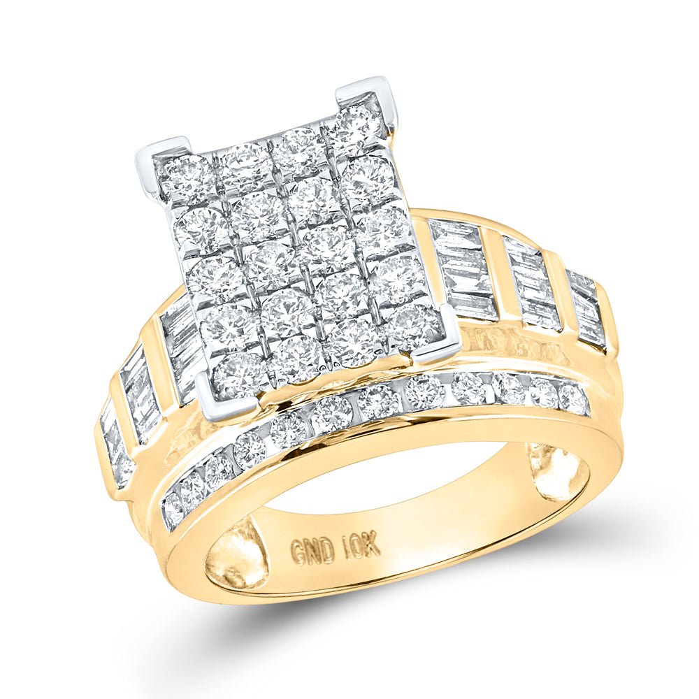 10K Yellow Gold Round Diamond Women's Cluster Bridal Wedding Engagement Ring 2 Cttw - Splendid Jewellery