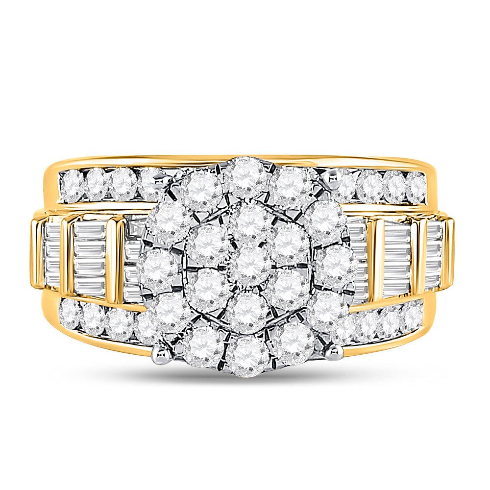 10K Yellow Gold Round Diamond Women's Cluster Bridal Wedding Engagement Ring 2 Cttw - Splendid Jewellery