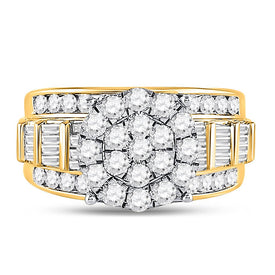 10K Yellow Gold Round Diamond Women's Cluster Bridal Wedding Engagement Ring 2 Cttw - Splendid Jewellery