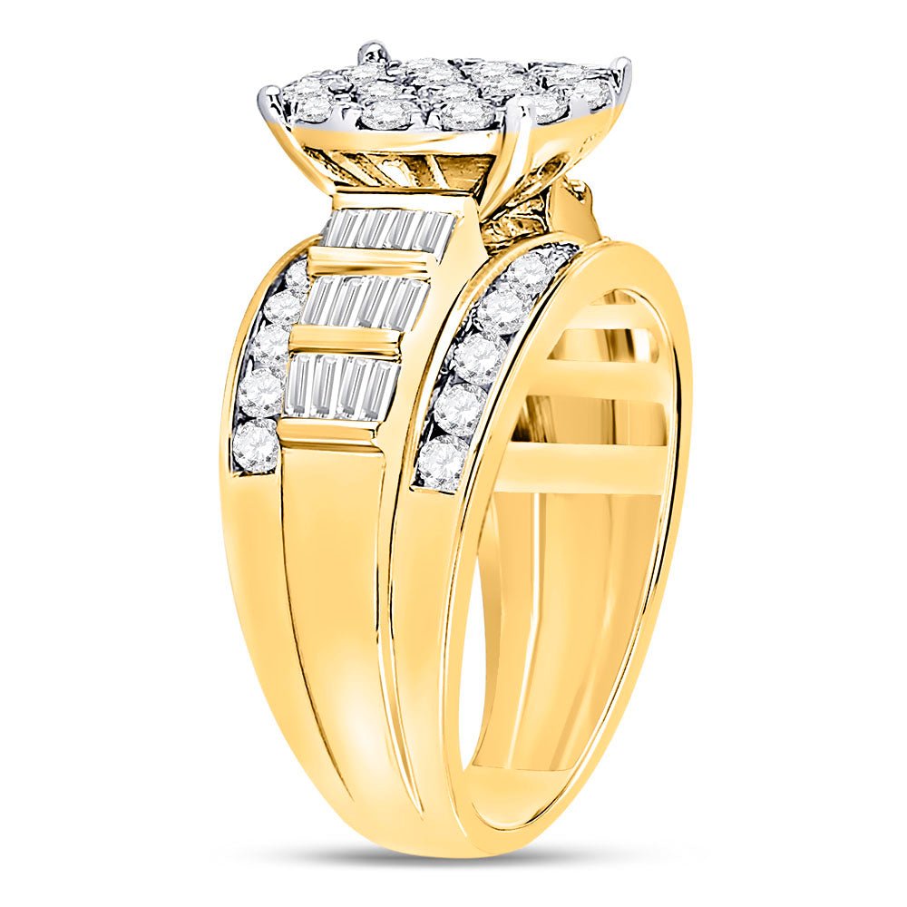 10K Yellow Gold Round Diamond Women's Cluster Bridal Wedding Engagement Ring 2 Cttw - Splendid Jewellery