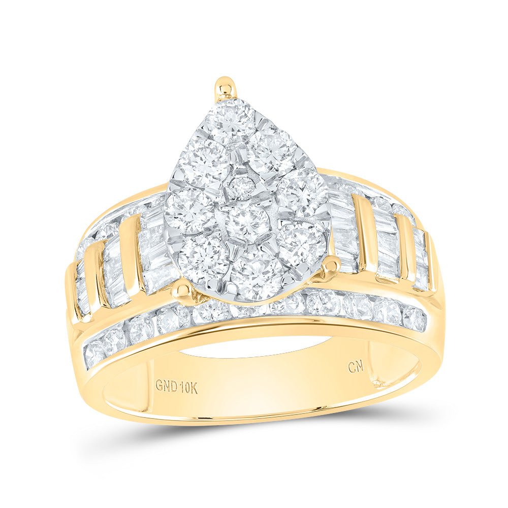 10K Yellow Gold Round Diamond Women's Cluster Bridal Wedding Engagement Ring 2 Cttw - Splendid Jewellery