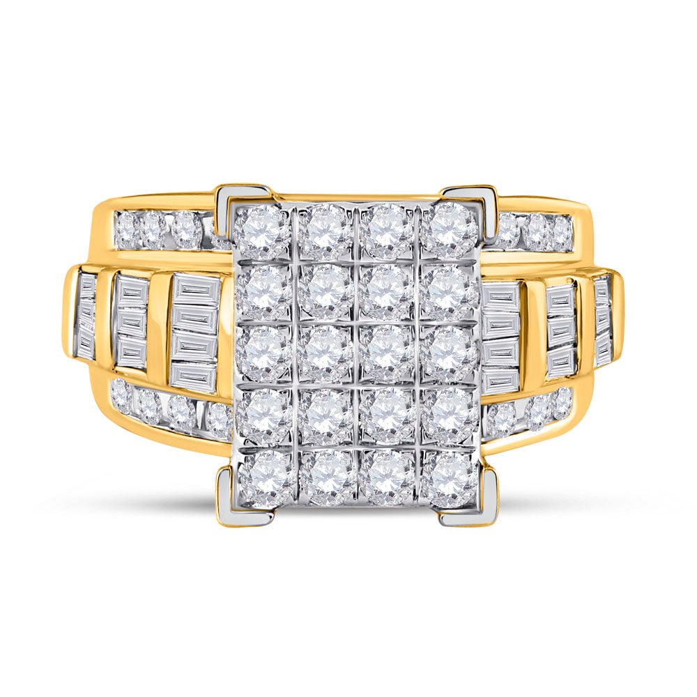 10K Yellow Gold Round Diamond Women's Cluster Bridal Wedding Engagement Ring 2 Cttw - Splendid Jewellery